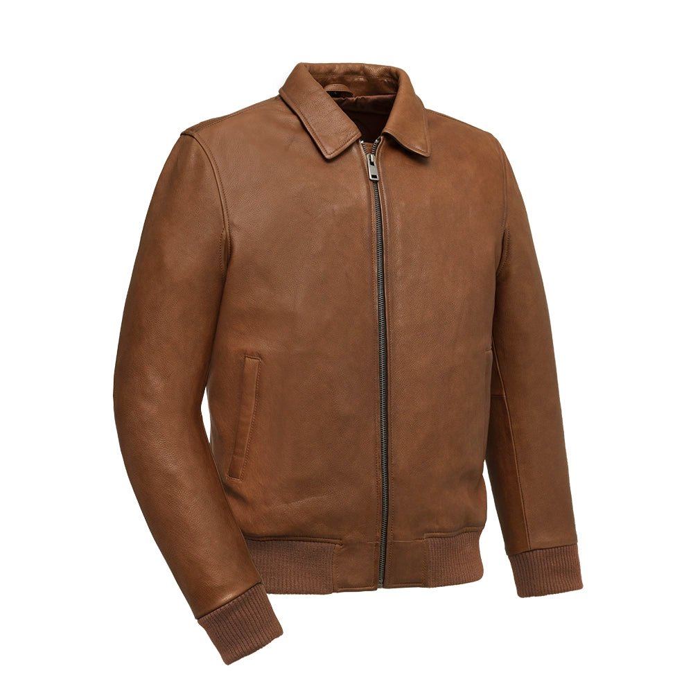 Striker Moto Bomber - Men's Leather Jacket Men's Motorcycle Jacket Best Leather Ny Cognac S