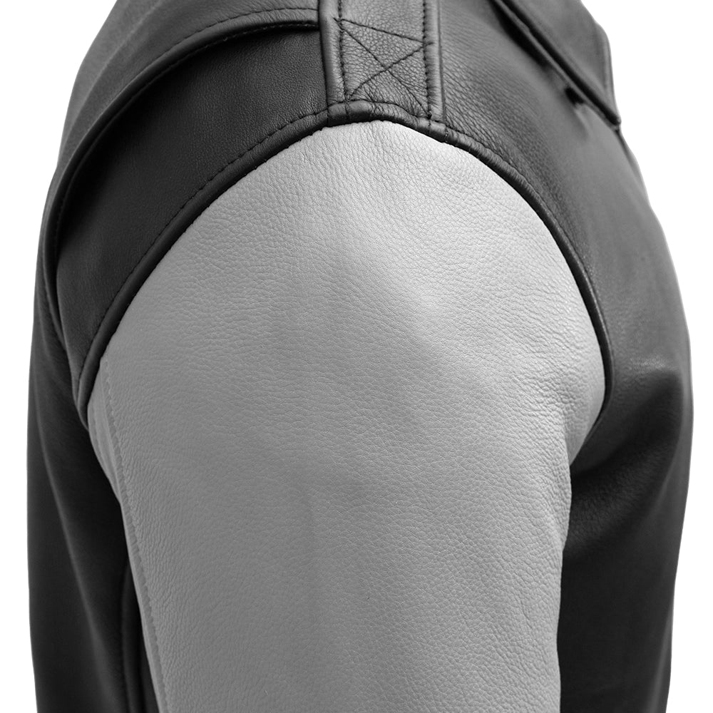 Havoc Two Tone Leather Motorcycle Jacket - Knitted Cuffs & Waistband Men's Motorcycle Jacket Best Leather Ny
