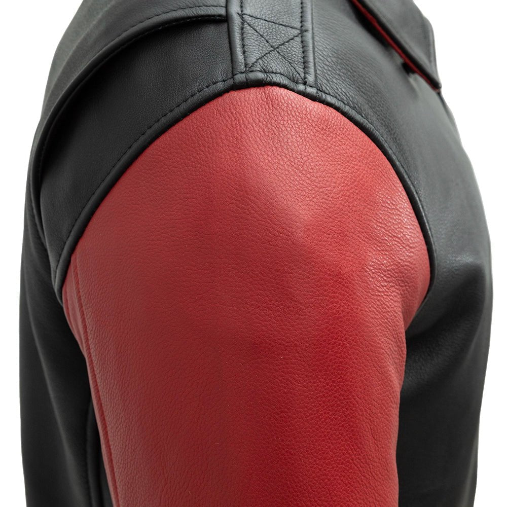 Havoc Two Tone Leather Motorcycle Jacket - Knitted Cuffs & Waistband Men's Motorcycle Jacket Best Leather Ny