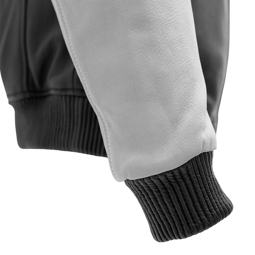 Havoc Two Tone Leather Motorcycle Jacket - Knitted Cuffs & Waistband Men's Motorcycle Jacket Best Leather Ny