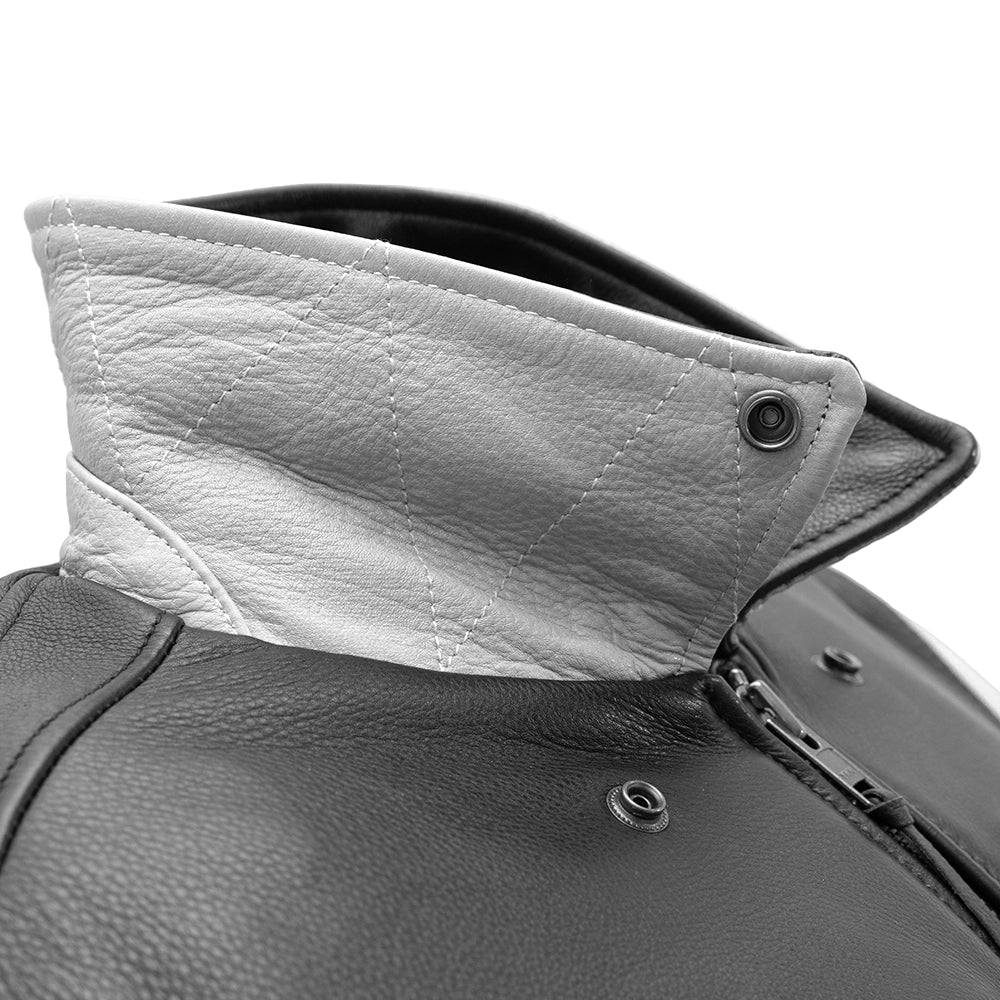 Havoc Two Tone Leather Motorcycle Jacket - Knitted Cuffs & Waistband Men's Motorcycle Jacket Best Leather Ny