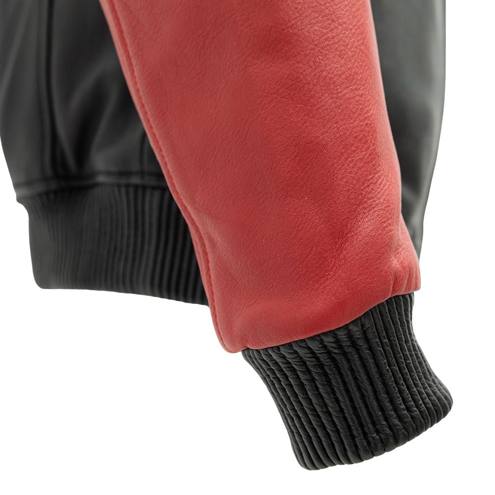 Havoc Two Tone Leather Motorcycle Jacket - Knitted Cuffs & Waistband Men's Motorcycle Jacket Best Leather Ny
