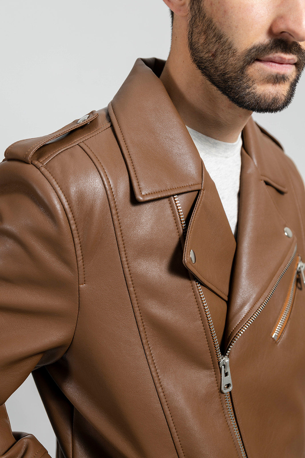 Nash - Men's Vegan Faux Leather Jacket (Camel) Men's Vegan Faux Leather jacket Best Leather Ny