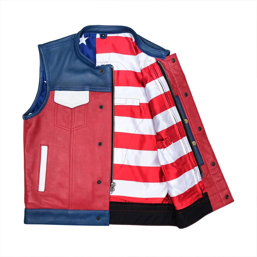 Patriot Rebel Men's Motorcycle Leather Vest Men's Leather Vest Best Leather Ny