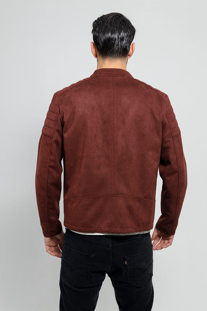 Payton - Men's Vegan Faux Suede Jacket (Maroon) Men's Vegan Faux Leather jacket Best Leather Ny
