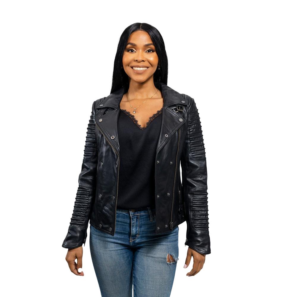 Queens - Women's Fashion Lambskin Leather Jacket (Black) Women's Fashion Leather Jacket Best Leather Ny