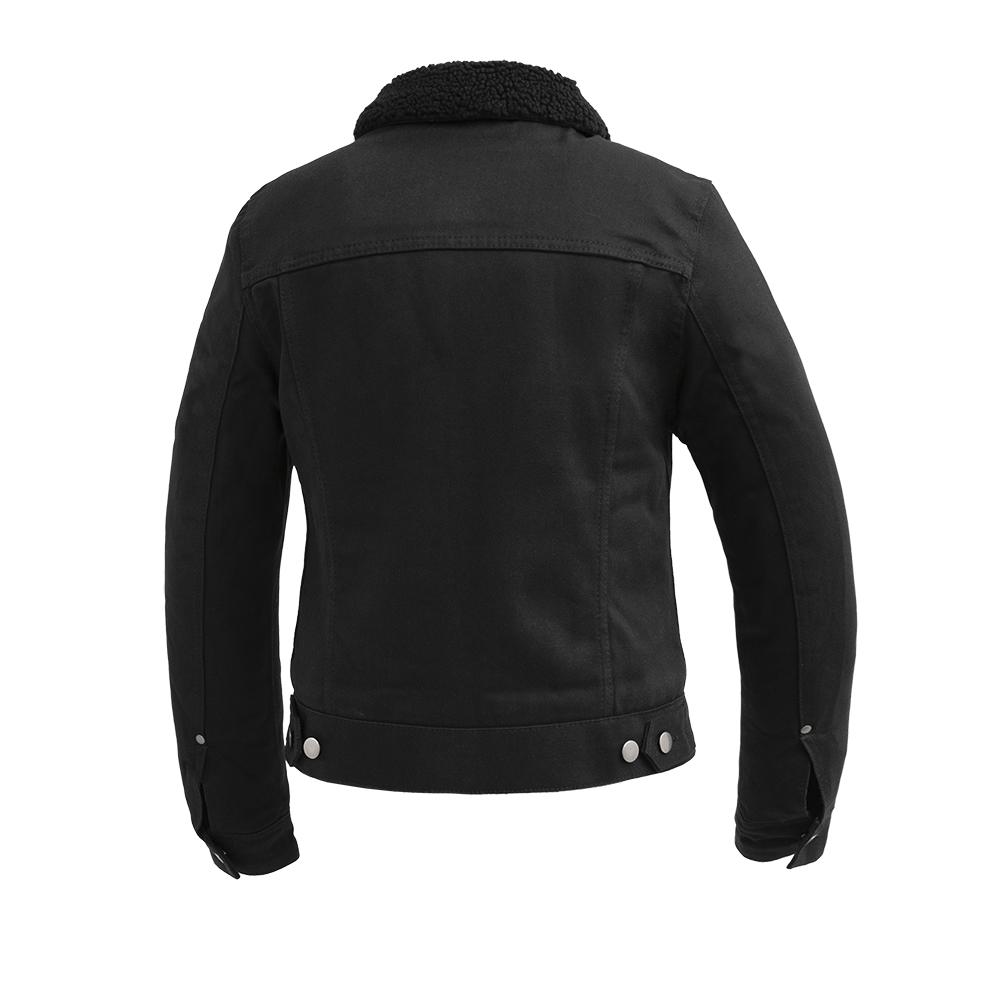 Samantha - Women's Faux Shearling Twill Jacket Women's Vegan Jacket Best Leather Ny