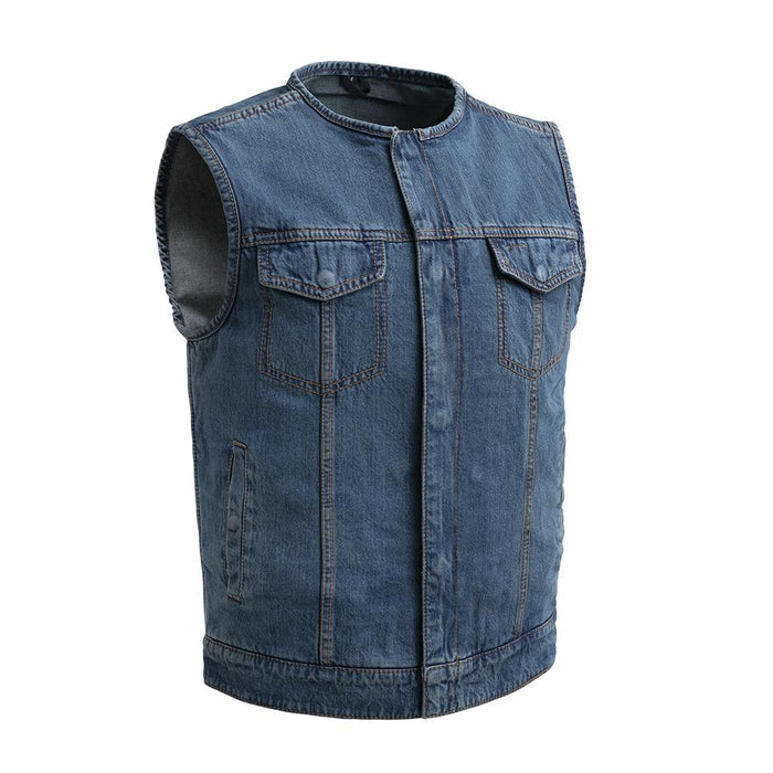 VICTOR - Motorcycle Denim Vest Men's Denim Vest Best Leather Ny S  